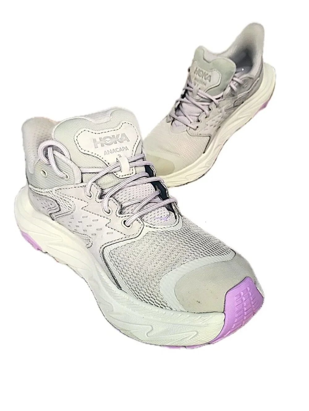 HOKA Anacapa 2 Low GTX Wide Womens 8 Hiking Shoes Gore-Tex Vibram Grey Lilac